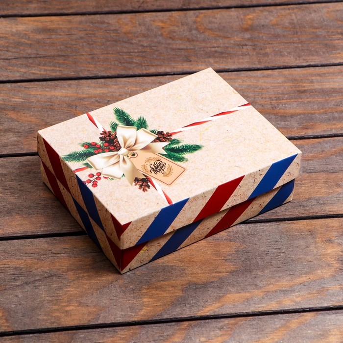 Новый год. Коробка подарочная новогодняя складная, Новый год. Коробка подарочная новогодняя складная, "Почта", 16,5 х 12,5 х 5,2 см