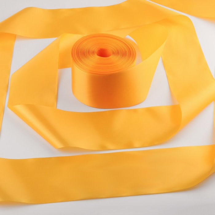 Лента атласная, 100 мм × 100 ± 5 м, цвет жёлтый Лента атласная, 100 мм × 100 ± 5 м, цвет жёлтый