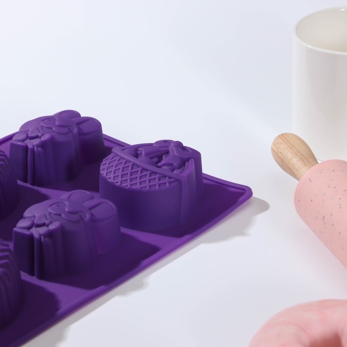 Форма для выпечки Доляна «Пасха», силикон, 29×17 см, 8 ячеек (6,5×5,2 см), цвет МИКС Форма для выпечки Доляна «Пасха», силикон, 29×17 см, 8 ячеек (6,5×5,2 см), цвет МИКС