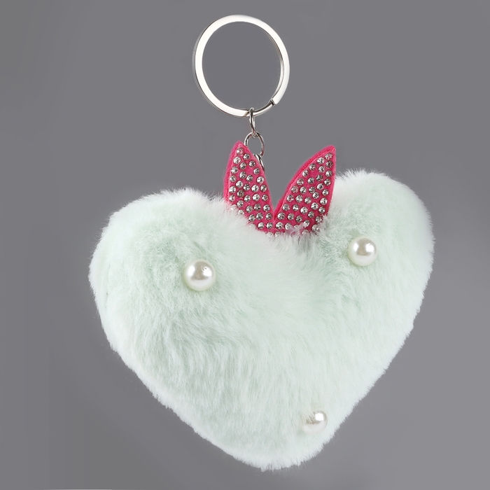 Брелок «Сердечко» с ушками, 7 см, цвет голубой Брелок «Сердечко» с ушками, 7 см, цвет голубой