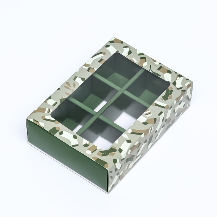 Коробка для конфет 6 шт, Коробка для конфет 6 шт, "23 Февраля" 13,7 х 9,8 х 3,8 см. Кондитерская упаковка