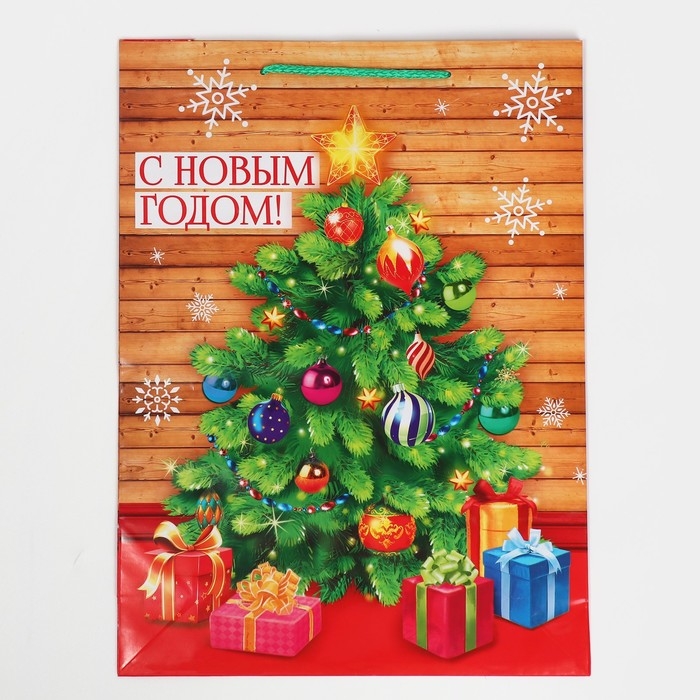 Пакет подарочный новогодний ламинированный «В кругу семьи», L 28 х 38 х 9 см, Новый год