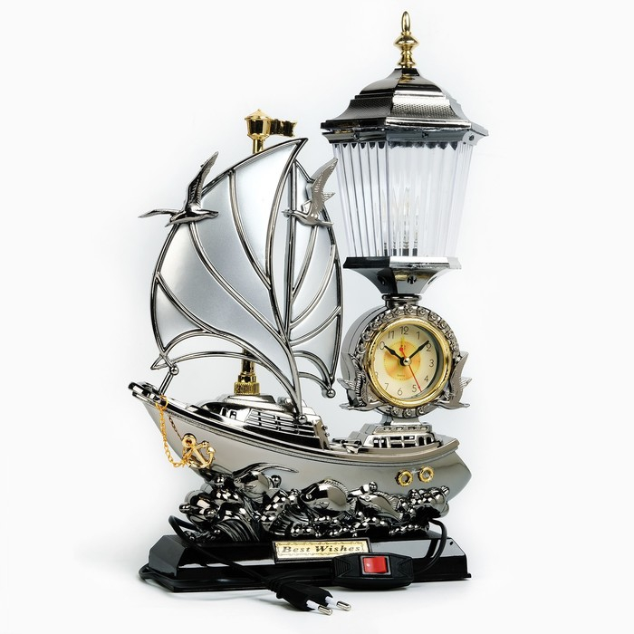 Светильник настольный, часы будильник Светильник настольный, часы будильник "Эскала", 34 х 25 см