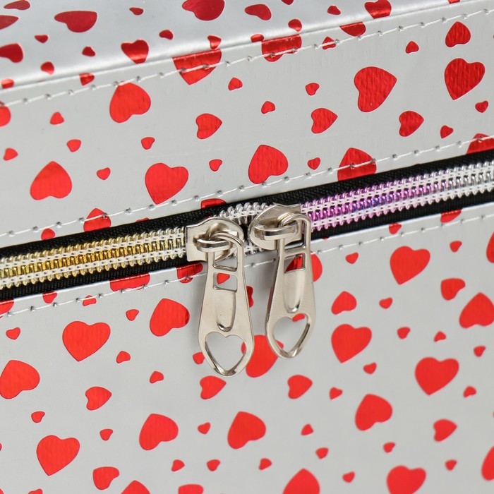 Шкатулка кожзам с зеркалом Шкатулка кожзам с зеркалом "Сердца на белом" н-р 3 шт 13х21х14,5 10х19х12 21х15,5х17 см