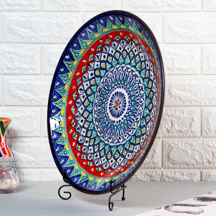 Ляган Риштанская Керамика  Ляган Риштанская Керамика "Узоры", 42 см, синий