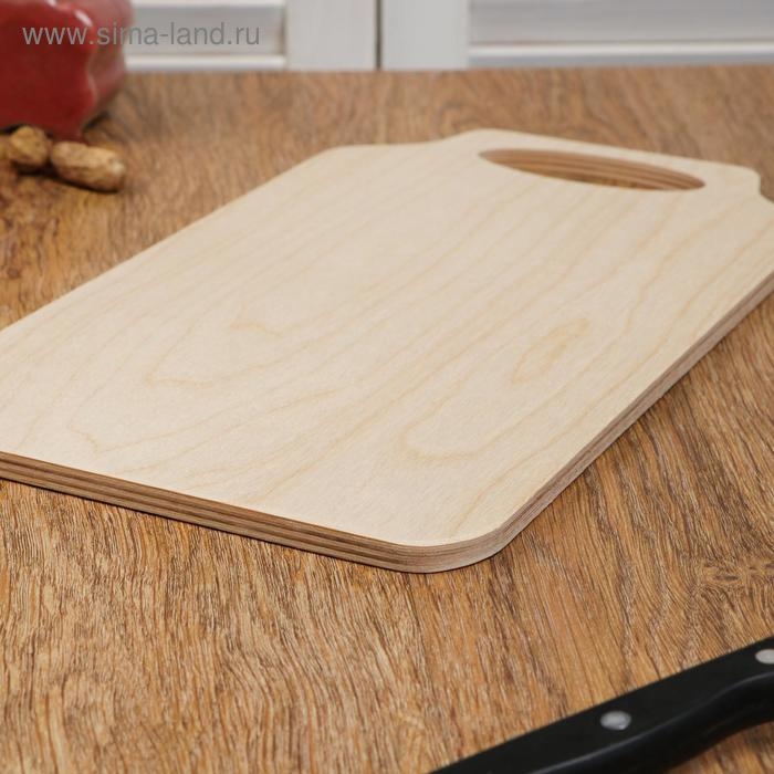 Доска разделочная деревянная  Доска разделочная деревянная "Скоба", ручка вырез, 29×18×0,8 см