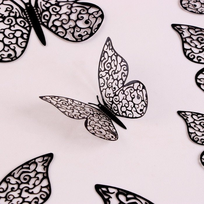 Набор топперов &laquo;Бабочки&raquo;, 12 штук, цвет чёрный