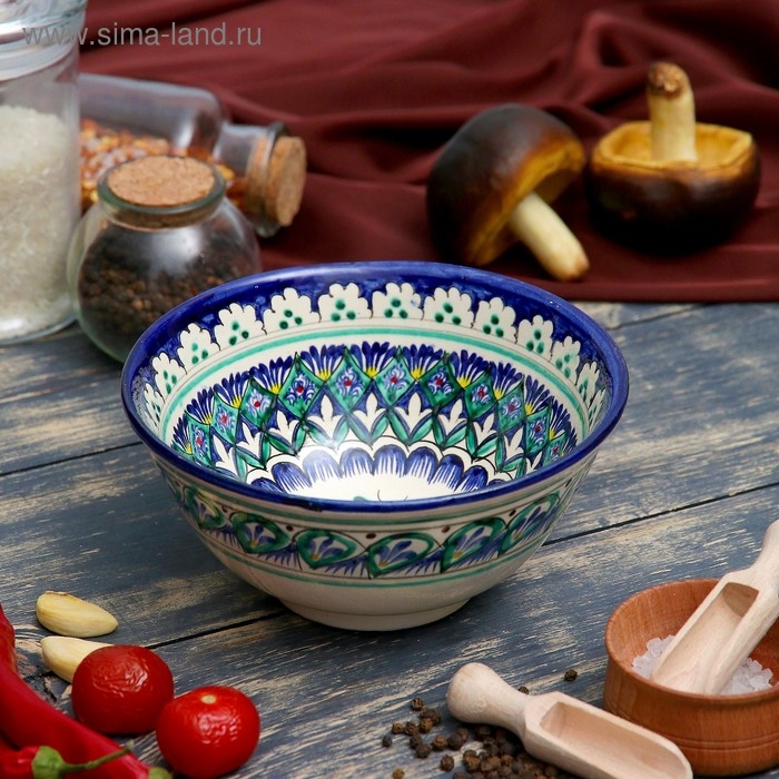 Коса Риштанская Керамика  Коса Риштанская Керамика "Узоры" 15,5 см, средняя, синий микс