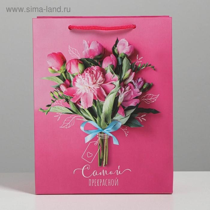 Пакет подарочный ламинированный вертикальный, упаковка, «Самой прекрасной», MS 18 х 23 х 8 см Пакет подарочный ламинированный вертикальный, упаковка, «Самой прекрасной», MS 18 х 23 х 8 см