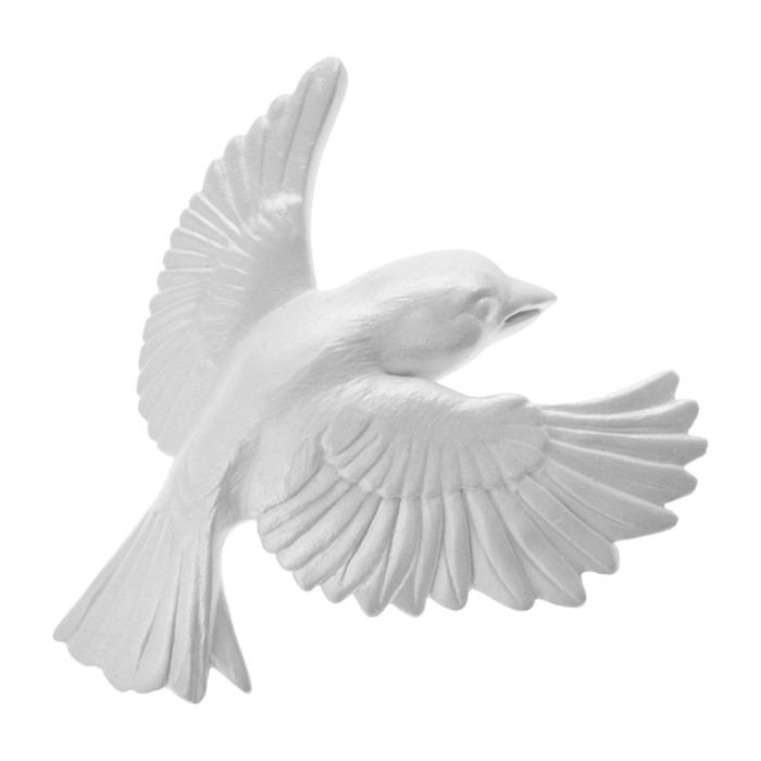 Декорация настенная, гипсовое панно Декорация настенная, гипсовое панно "Птицы", 5 шт, серебристые