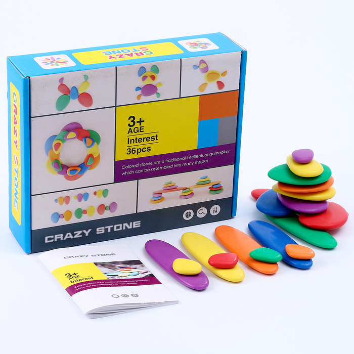 Развивающий набор «Камешки», 24 × 19,5 × 6 см, 36 камешков + книга с заданиями Развивающий набор «Камешки», 24 × 19,5 × 6 см, 36 камешков + книга с заданиями