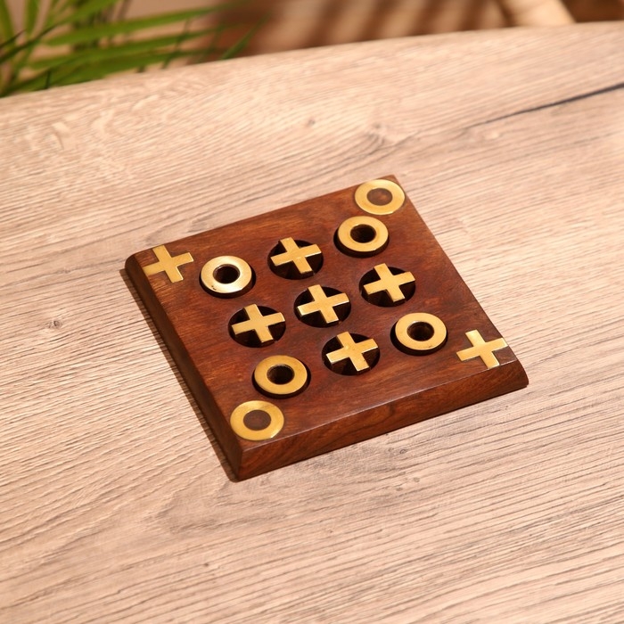 Игра настольная  Игра настольная "Крестики-нолики" 12,5х12,5х1 см, дерево шишам
