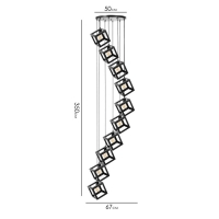 Светильник-каскад "Квадрат" 10хЕ27 40Вт черный 67х67х350 см