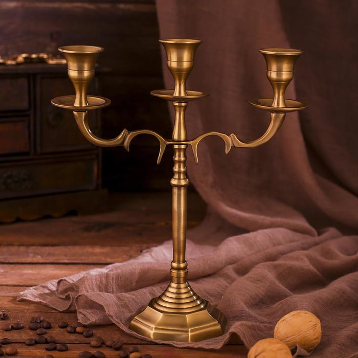 Подсвечник латунь на 3 свечки "Мечта" 8,5х21х24,5 см