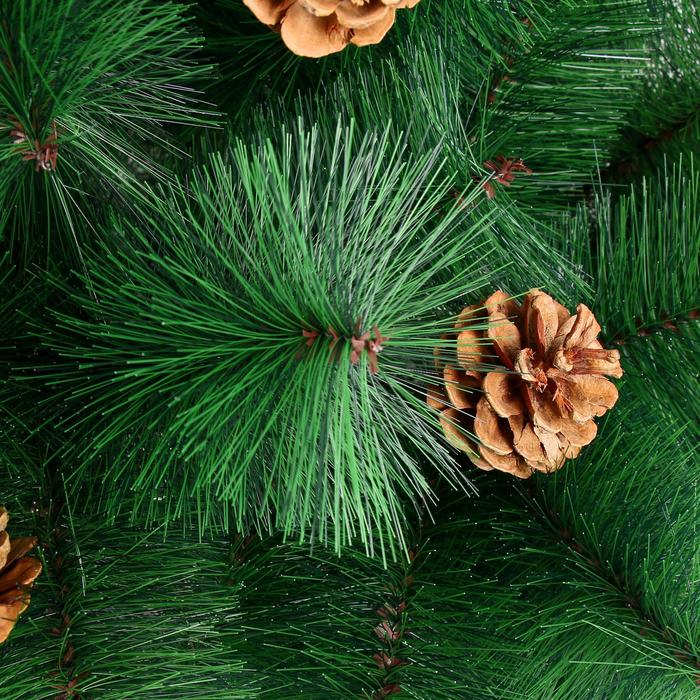 Кедр зеленый шишки 210 см, d нижнего яруса 110 см, d игл 10 см, 373 ветки, металл подставка Кедр зеленый шишки 210 см, d нижнего яруса 110 см, d игл 10 см, 373 ветки, металл подставка