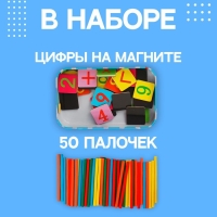 Счётный набор в железном пенале , в наборе цифры на магните, счётные палочки: 50 шт.