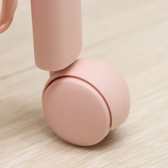 Полка напольная узкая 4-х секционная, на колёсиках, цвет чайная роза Полка напольная узкая 4-х секционная, на колёсиках, цвет чайная роза