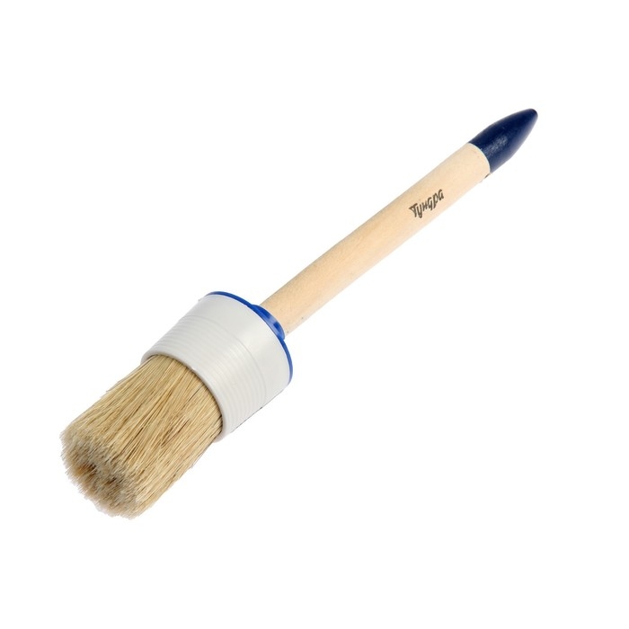 Кисть круглая ТУНДРА, натуральная щетина, деревянная рукоятка, № 12, 45 мм Кисть круглая ТУНДРА, натуральная щетина, деревянная рукоятка, № 12, 45 мм