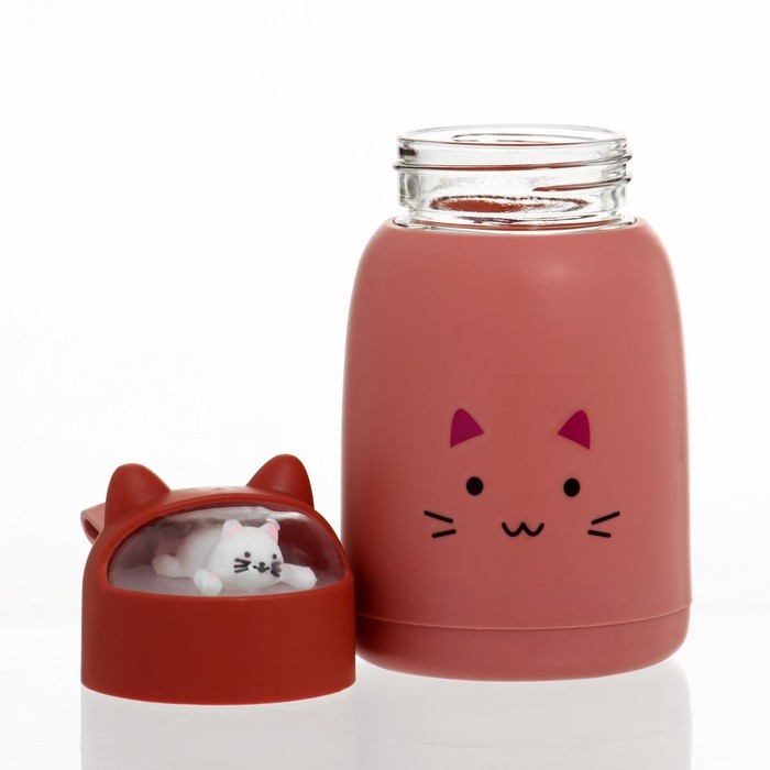 Бутылка для воды детская, 350 мл,  Бутылка для воды детская, 350 мл, "Котик", стеклянная