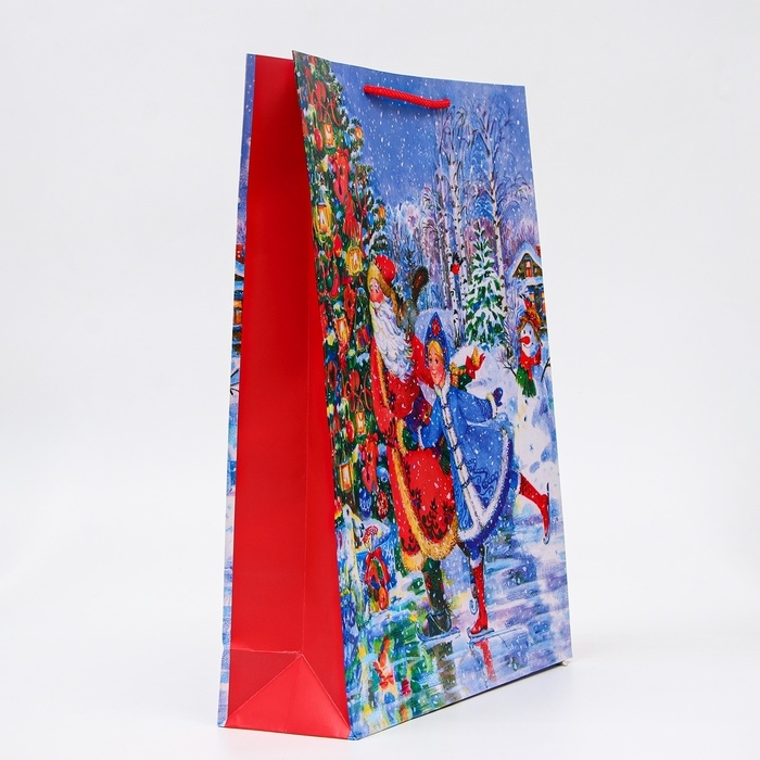Новый год. Пакет подарочный "Со снегурочкой", 33 х 42,5 х 10 см.