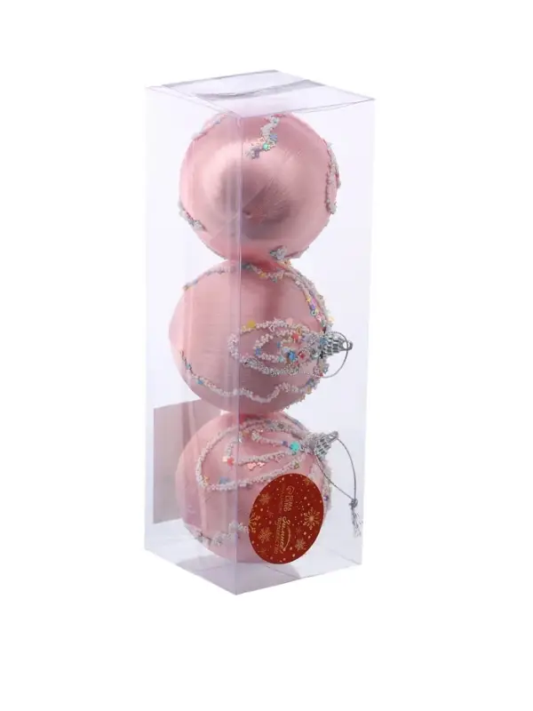 Набор шаров пластик d-8 см, 3 шт Набор шаров пластик d-8 см, 3 шт "Бамби" розовый