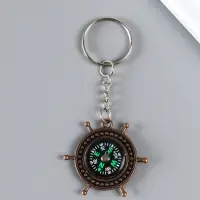 Брелок для ключей на кольце &laquo;Штурвал с компасом&raquo;, металл, 3.5&times;3.5&times;0.7 см