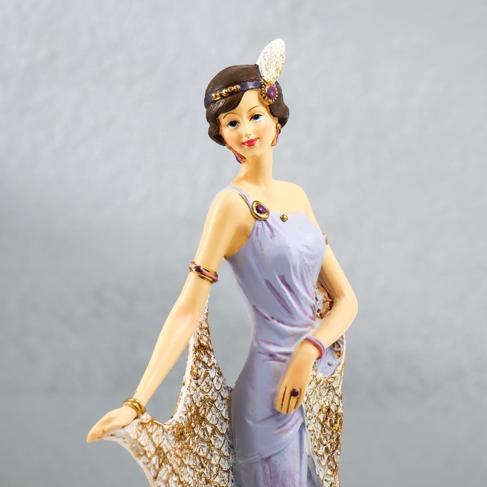 Сувенир полистоун  Сувенир полистоун "Леди в сиренево-фиолетовом платье с накидкой" 13х9х31,5 см