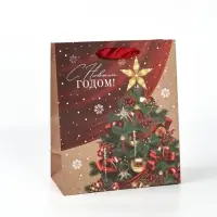 Набор пакетов крафтовых &laquo;Новогоднее настроение&raquo;, 5 шт., 23&times;27&times;11.5 см
