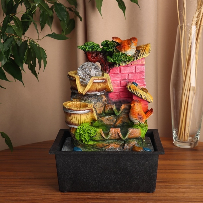 Фонтан Фонтан "Птицы на водопое под деревом" 29х18 см (с подсветкой)