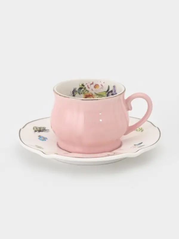 Сервиз кофейный &laquo;Сирена&raquo;, 12 предметов: 6 чашек 100 мл, 6 блюдец 12 см, керамика, розовый