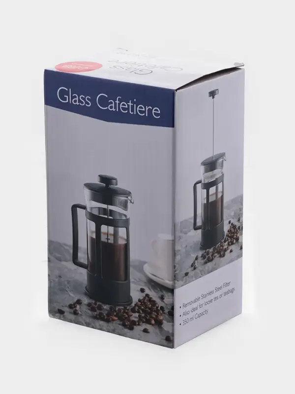 Чайник заварочный френч-пресс Доляна &laquo;Классика&raquo;, 350 мл, стекло, чёрный