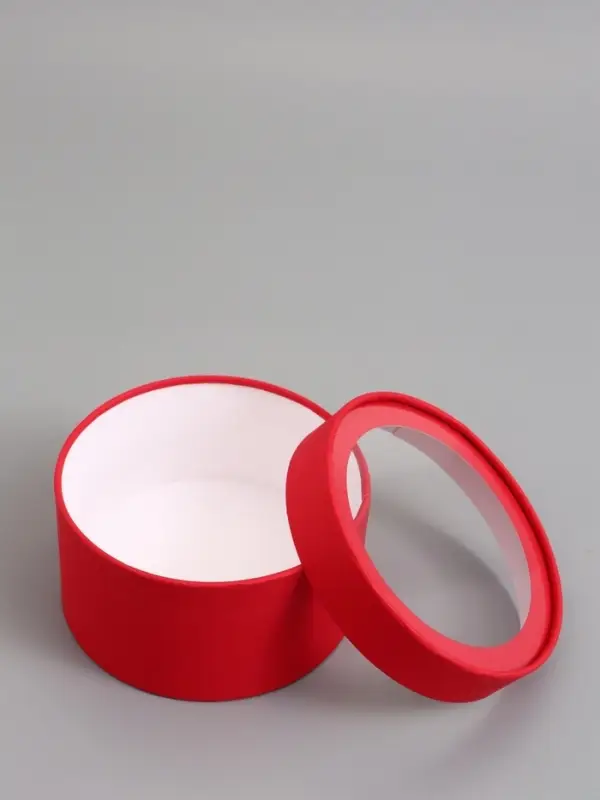 Подарочная коробка, красная, завальцованная с окном, 18 х 10 см