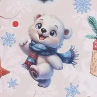 Бумага упаковочная новогодняя &laquo;Весёлый мишка&raquo;, белый крафт, 80 г/м&sup2;, 50&times;70 см