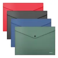 Папка-конверт на кнопке А4, 140 мкм, ErichKrause Fizzy Classic, полупрозрачная, МИКС
