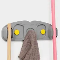 Держатель для швабр, 30&times;10&times;5 см, на липучке, с крючком, МИКС