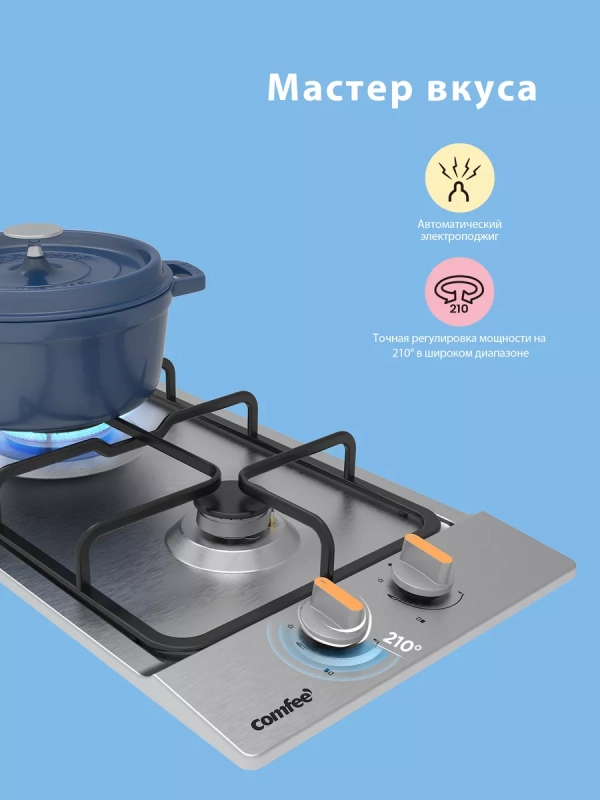 Газовая варочная панель CGH301X, 2 конфорки, нерж сталь Газовая варочная панель CGH301X, 2 конфорки, нерж сталь