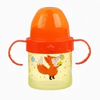 Поильник детский M&B &laquo;Лисята. Мамы и малыши&raquo; с твёрдым носиком, от 9 мес., 140 мл., с ручками, оранжевый