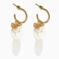 Серьги "Морской мир" чешуя, цвет белый в золоте