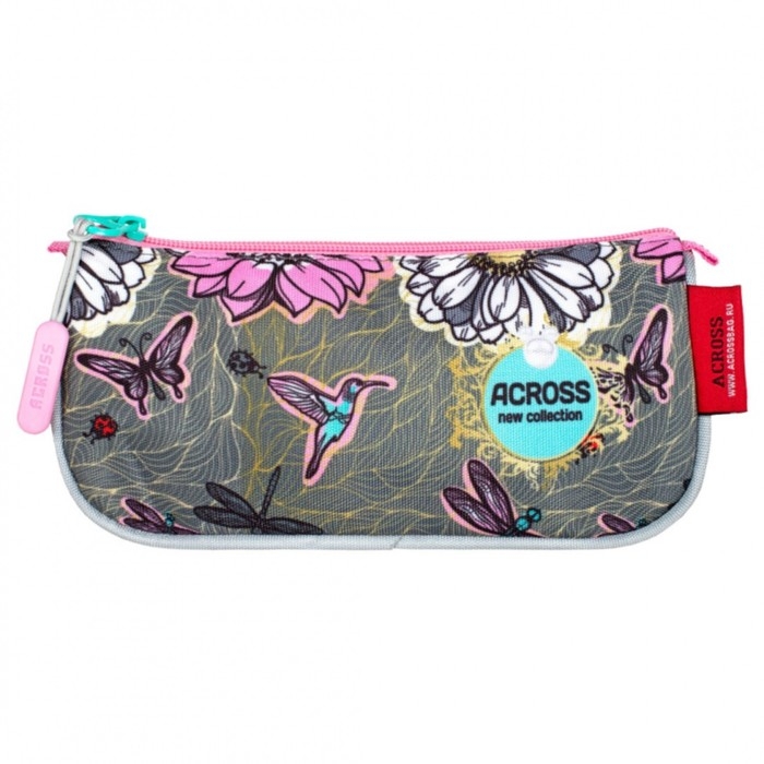 Рюкзак каркасный 39 х 29 х 17 см, Across 410, наполнение: мешок, пенал, серый/розовый ACR22-410-13 Рюкзак каркасный 39 х 29 х 17 см, Across 410, наполнение: мешок, пенал, серый/розовый ACR22-410-13