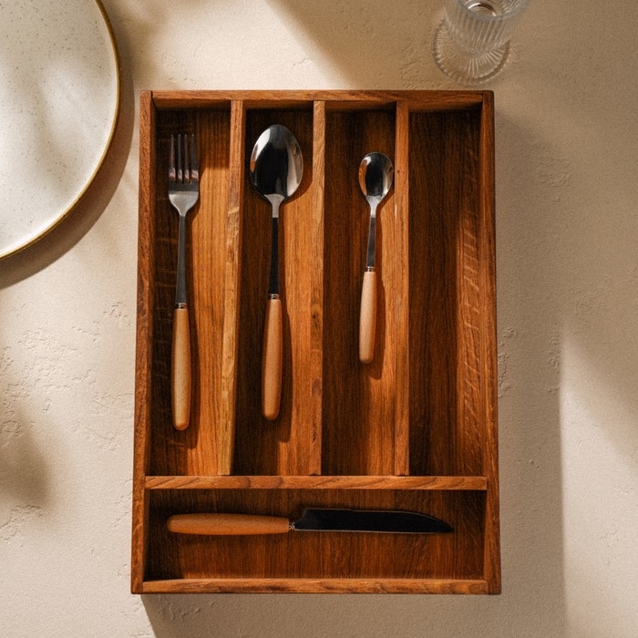 Ящик из натурального дуба для столовых приборов Sima-Land Home, 34×25×5 см Ящик из натурального дуба для столовых приборов Sima-Land Home, 34×25×5 см