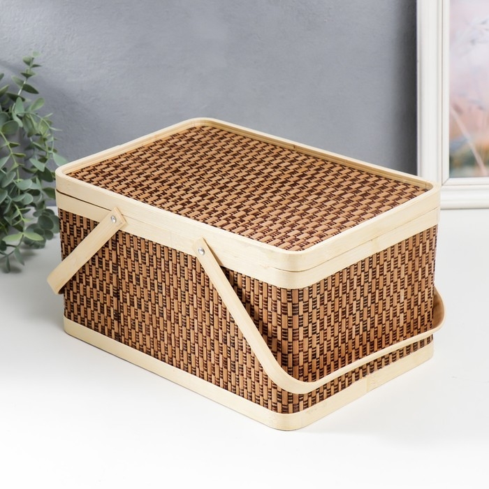 Шкатулка бамбук Шкатулка бамбук "Прямоугольная" с ручками 16х20х30 см