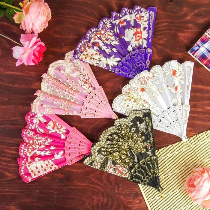 Веер складной h=21 см &laquo;Павлин&raquo;, МИКС