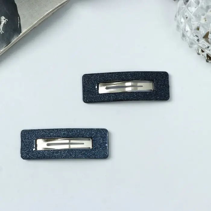 Невидимки для волос «Адели», набор 2 шт., блеск прямой, 5 см, чёрные