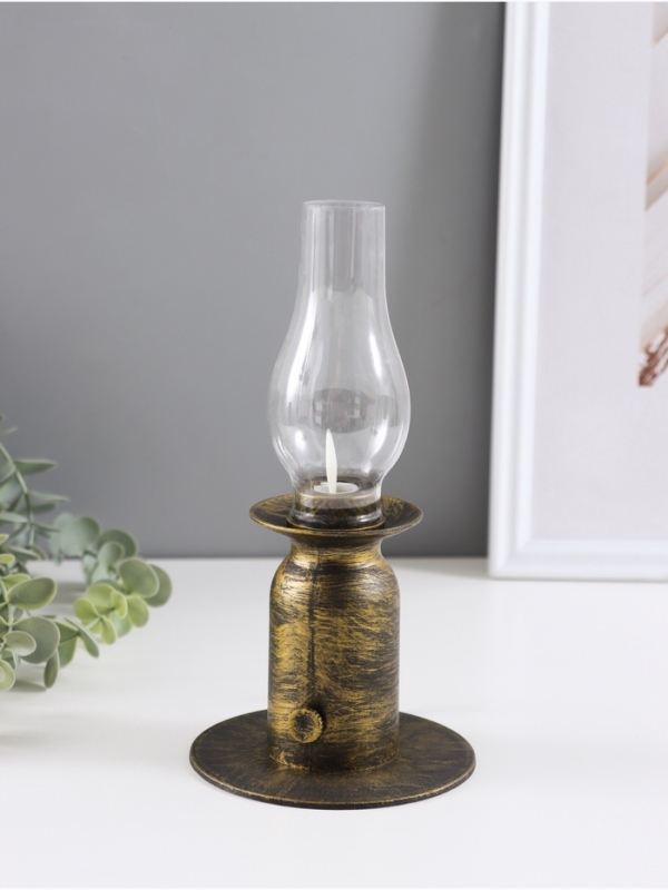 Ночник  Ночник "Лампа" LED 3xLR44 (эф. живого пламени) бронза 11х11х22см