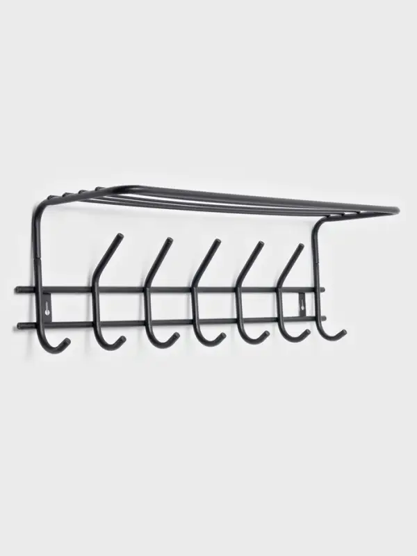 Вешалка настенная с полкой &laquo;Комфорт 7&raquo;, 7 крючков, 61&times;20&times;8 см, чёрная