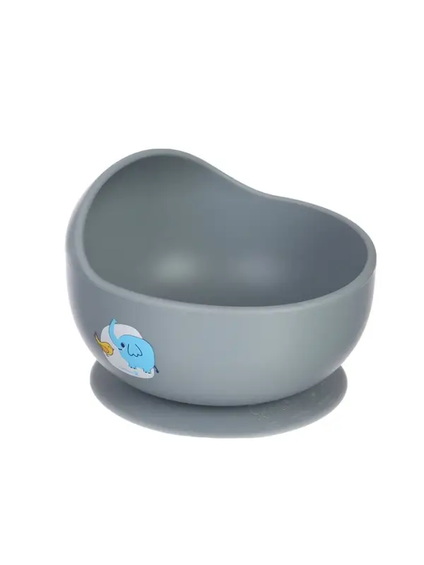Детская силиконовая тарелка, со слонёнком, цвет серый