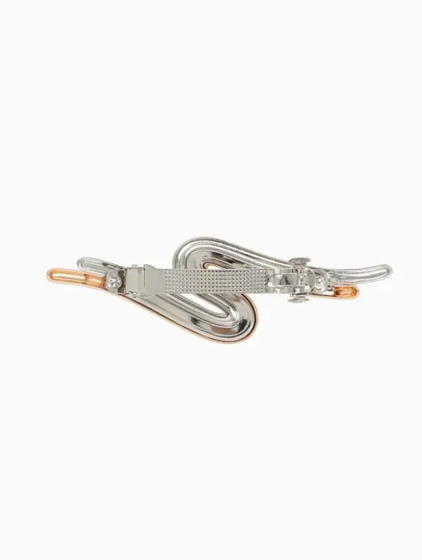 Заколка - автомат для волос «Андри», изгиб, 9 см, серебристо-золотой