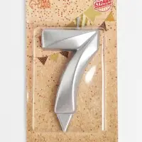 Свеча в торт &laquo;Цифра 7&raquo;, серебряная, 6.5 см