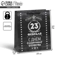 Пакет подарочный ламинированный, упаковка, &laquo;С 23 февраля&raquo;, ML 23&times;27&times;11.5 см