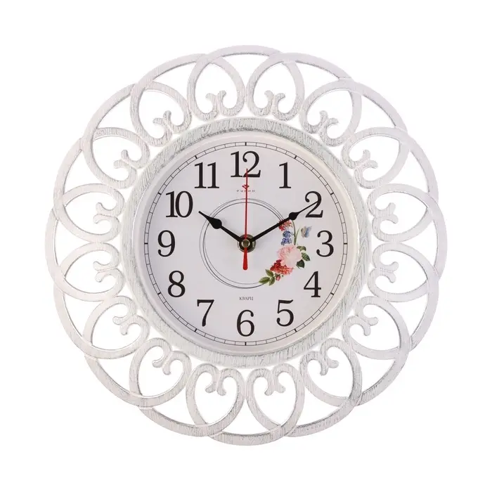 Часы настенные интерьерные &laquo;Адажио&raquo;, бесшумные, плавный ход, d=30 см, белые, от батарейки 1&times;АА